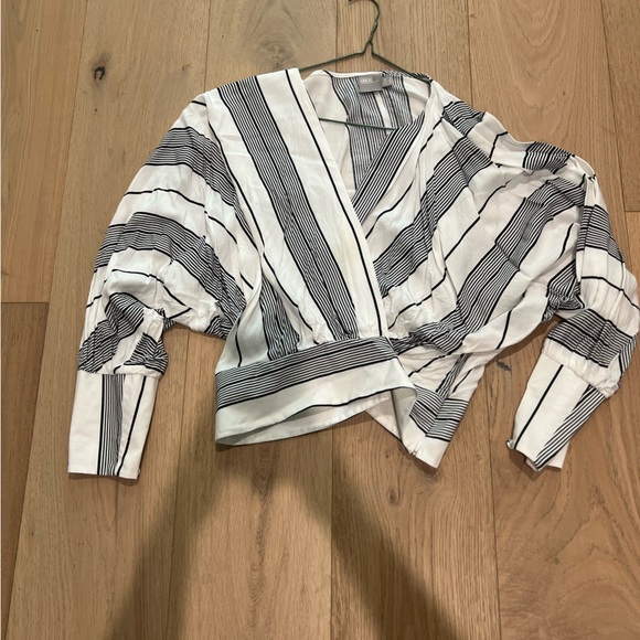 ASOS Black and White Striped Wrap Blouse - Picture 1 of 1